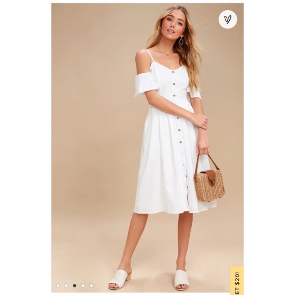 Lulu’s I’ve Got Love White Off The Shoulder Dress - Picture 3 of 5